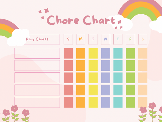 Weekly Chore Chart - pink