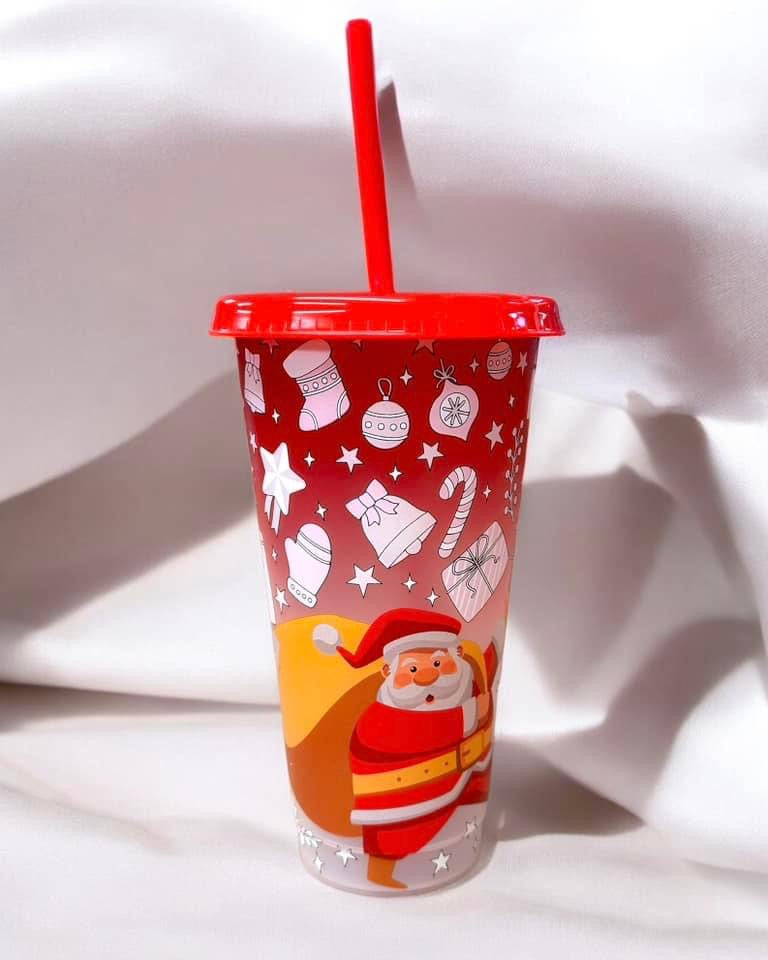 24oz cold cup - santa Christmas colour changing