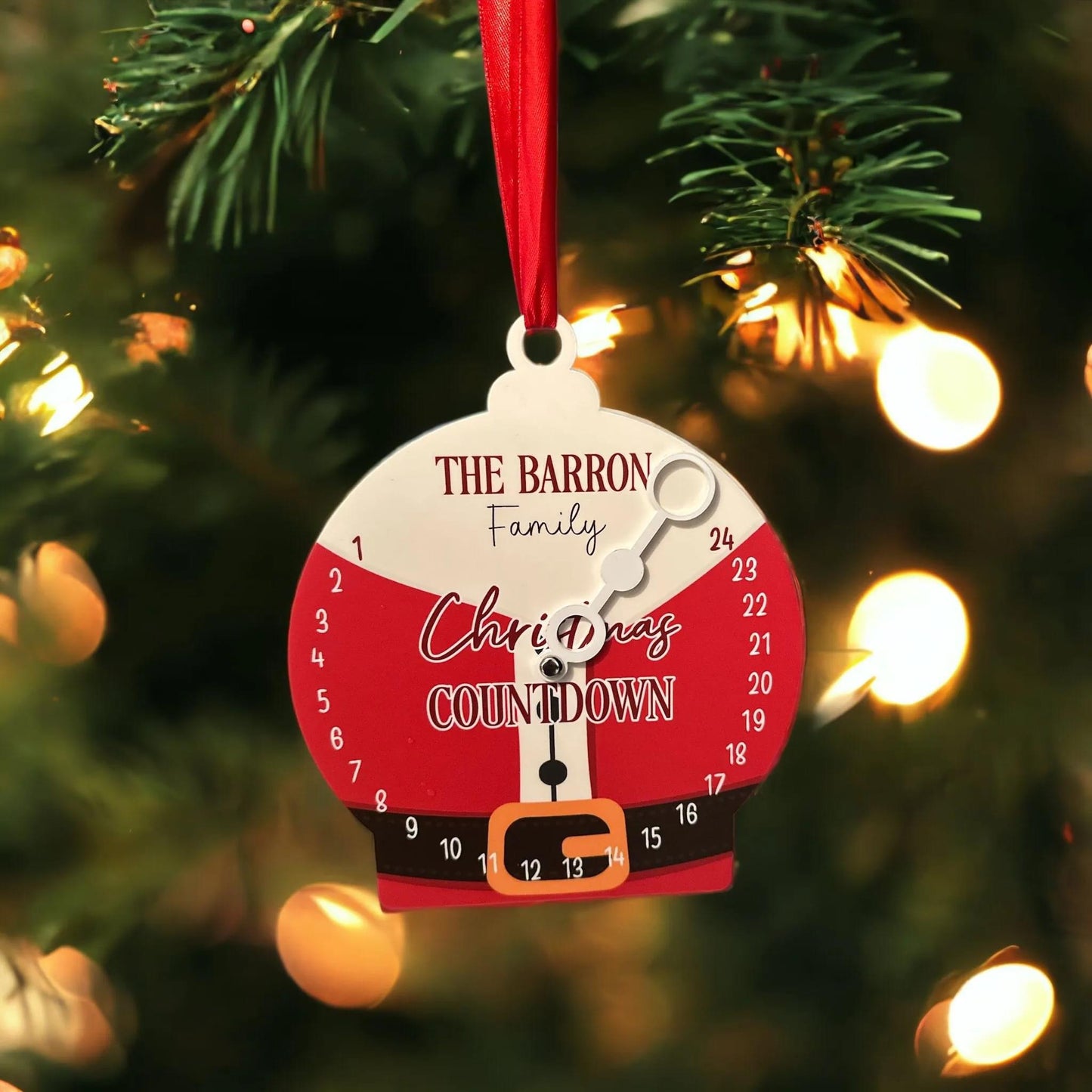 Santa Print Christmas countdown bauble