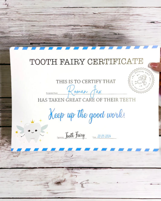 Tooth fairy certificate - blue