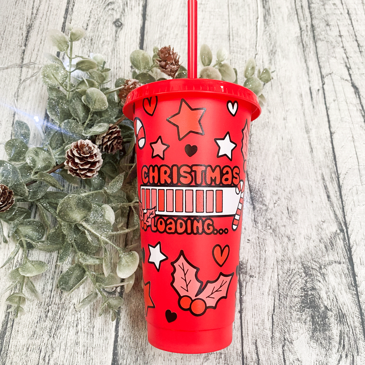 Red christmas is loading  24oz cold cup