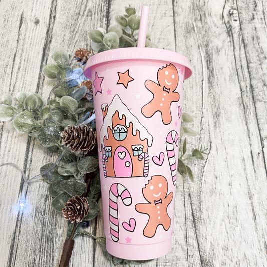 Pink gingerbread 24oz cold cup