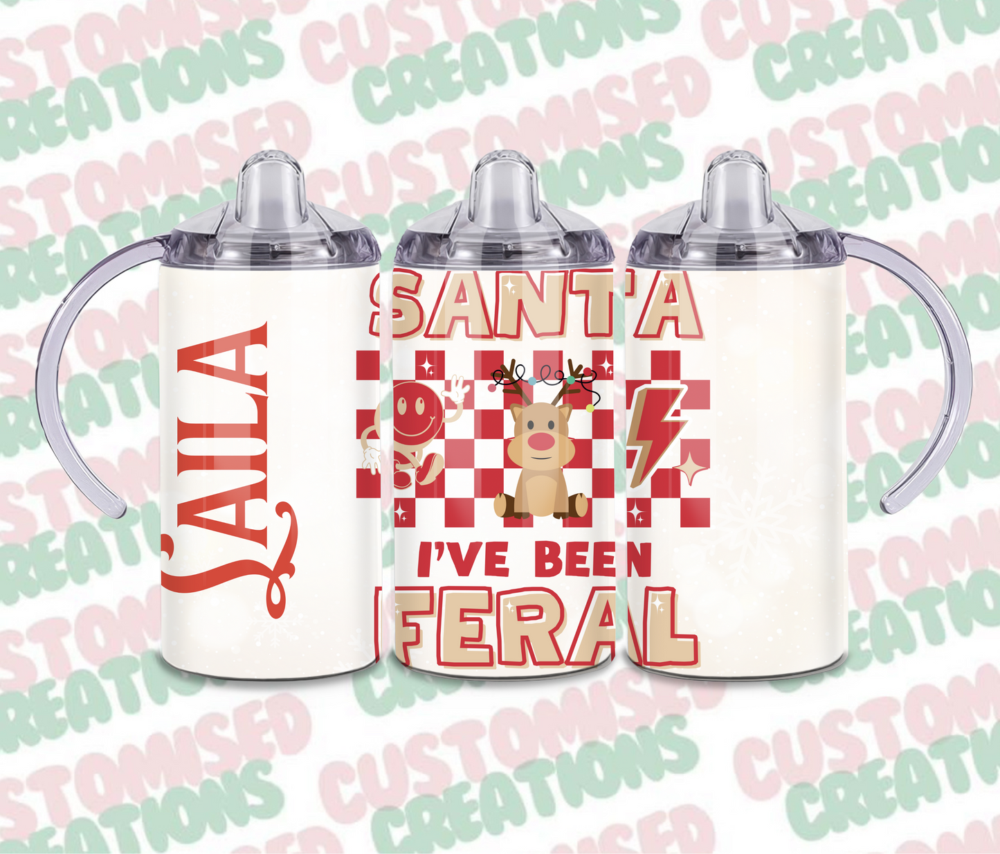 Santa ive been feral Christmas sippy cup tumbler