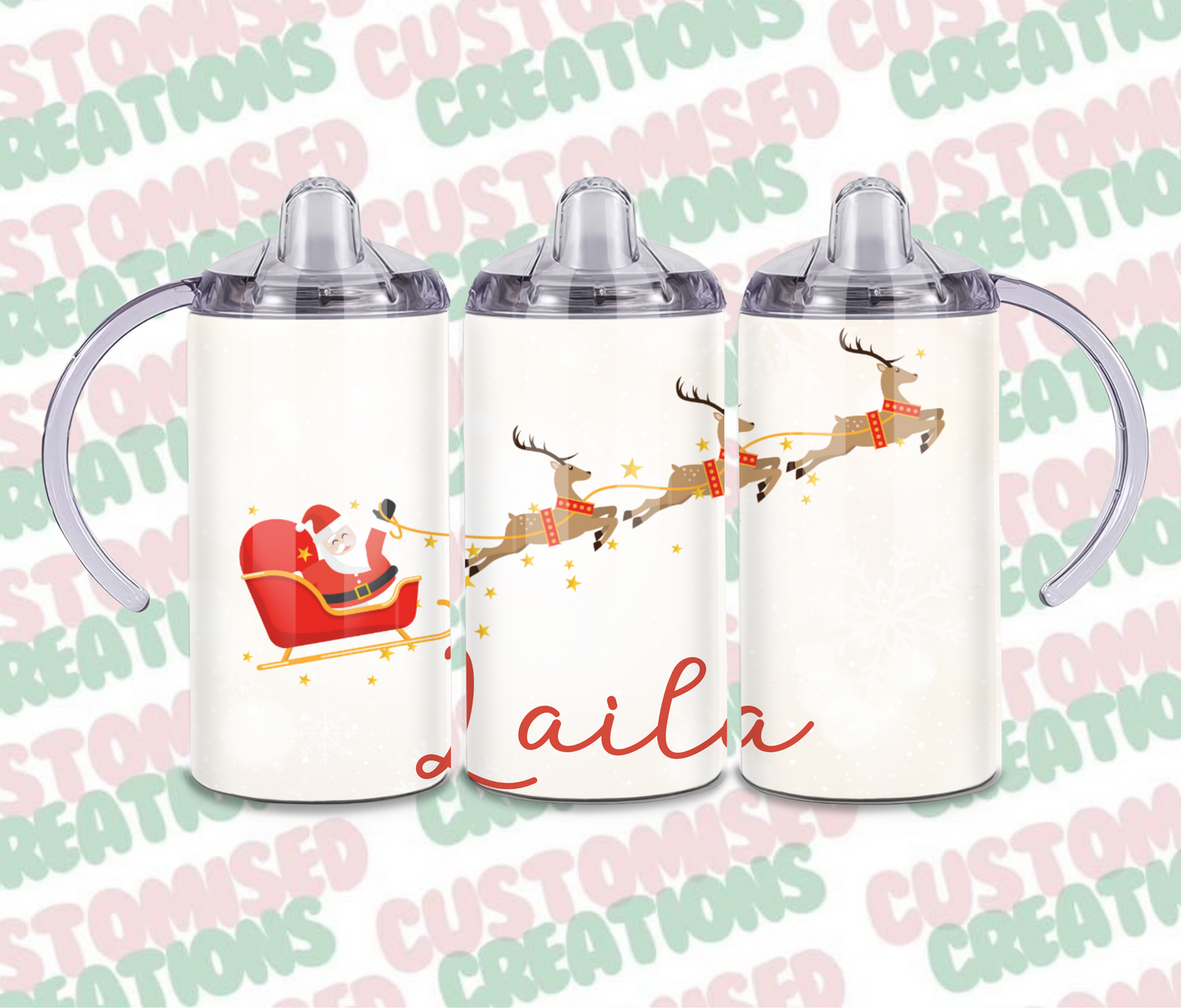 Santa and sleigh Christmas sippy cup tumbler