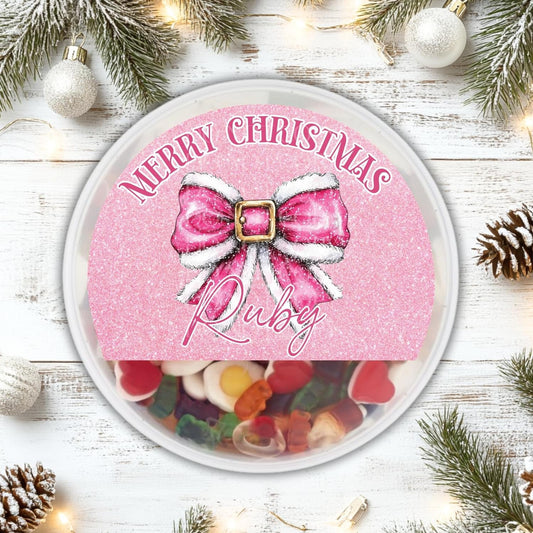 Christmas bow chocolate tub STICKER only