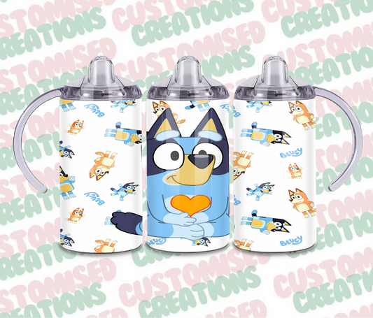 White Bluey sippy cup tumbler