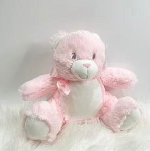 Pink flopsy christening bear